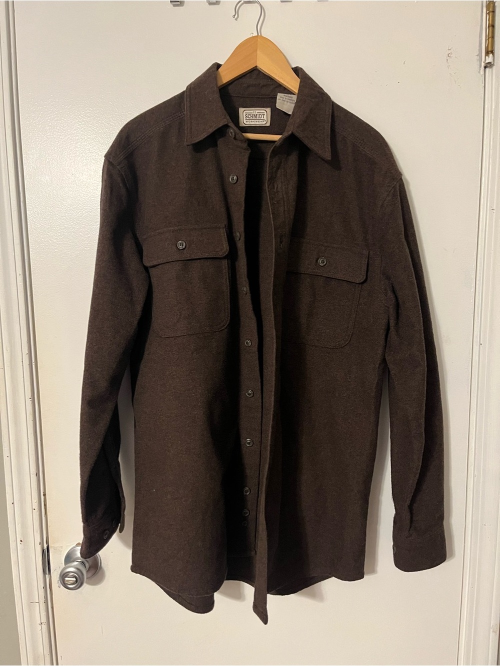 Men's Dark Brown Button-Up Shirt Jacket